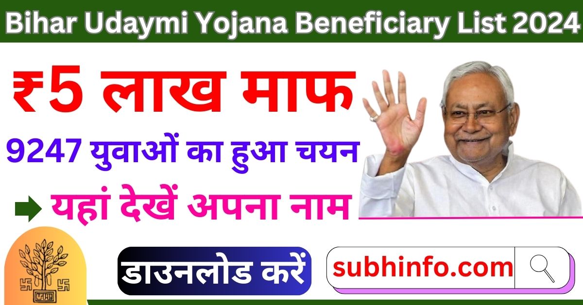 Bihar Udaymi Yojana Beneficiary List 2024